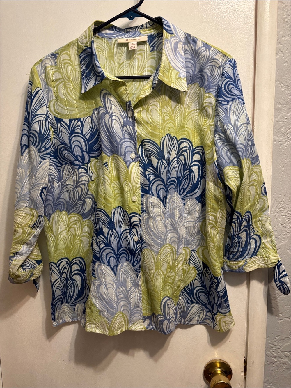 JM Collection Blue & Lime Floral Button-Down Shirt